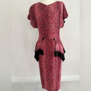 Vintage 1980s Barbara Barbara California Red Black Abstract Print Made in USA